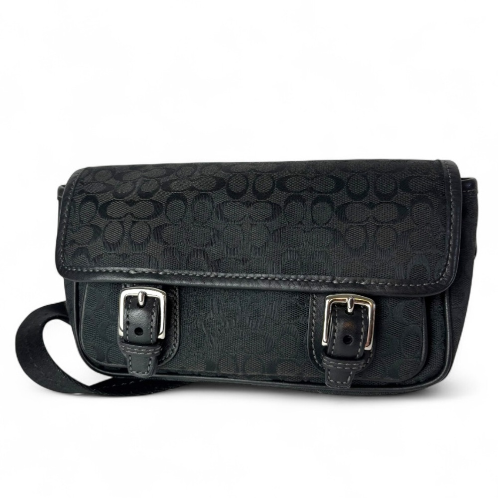 Coach Y2K Vintage Bon Voyage Belt Bag Jacquard Signature Leather Trim Fanny Pack
